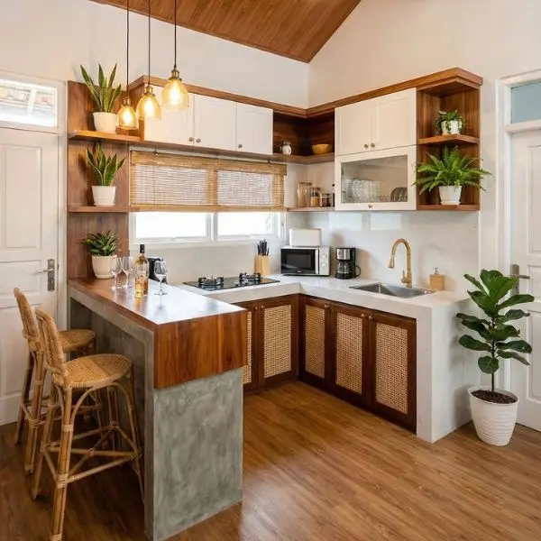 Material yang Berbeda Sebagai Aksen Dapur Mini Bar Cantik