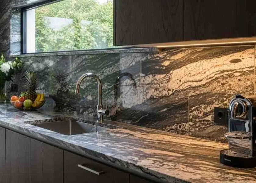 Batu Alam Dinding di Dapur