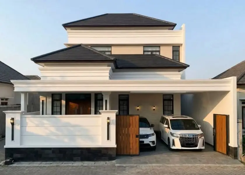 Cat Pagar Tembok Warna Putih dengan Aksen Hitam Elegan