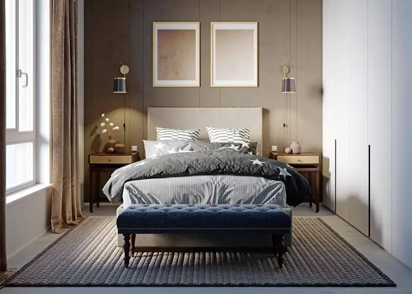 Dekorasi Kamar Minimalis Sprei dengan Motif Sederhana