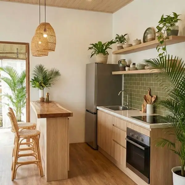 Tambahkan Elemen Dekoratif Secukupnya di Dapur Mini Bar Cantik