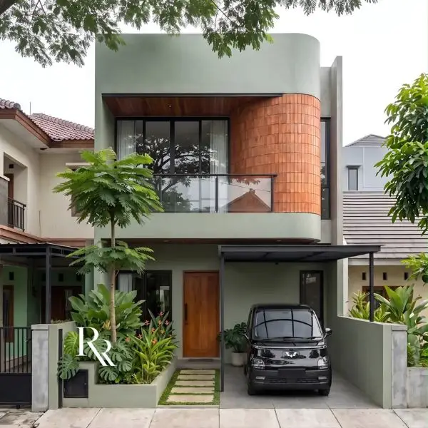 Balkon sebagai Focal Point di Rumah 2 Lantai Mungil Cantik