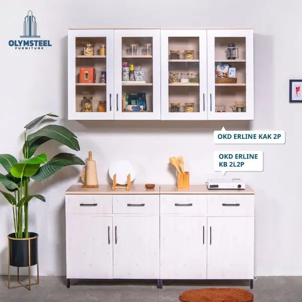 Dapur Cantik Sederhana dengan Kabinet Dapur Besi Olymsteel