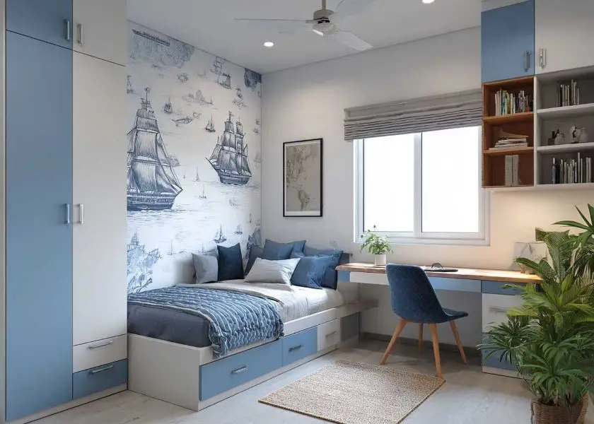 Kamar Tidur Warna Cat Rumah Minimalis Krem atau Soft Blue