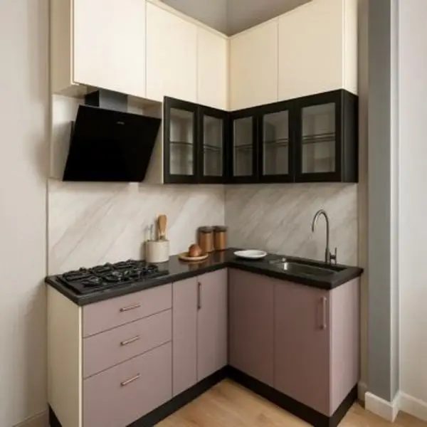 Kitchen Set Dapur Sempit dengan Tata Letak L-Shape