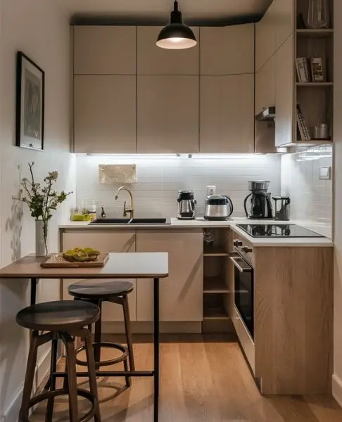 Layout Model Kitchen Set Minimalis Bentuk L-Shape untuk Memaksimalkan Sudut