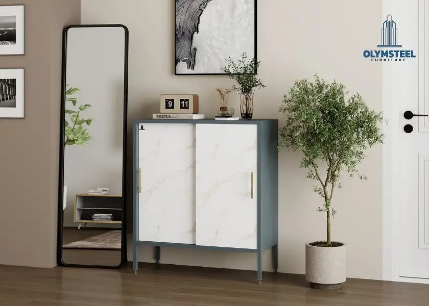 Lemari Sepatu Besi Geser Marble SR003 Olymsteel