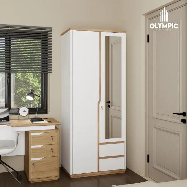 Lemari Pakaian Warna Netral Olympic untuk Dekorasi Kamar Pria