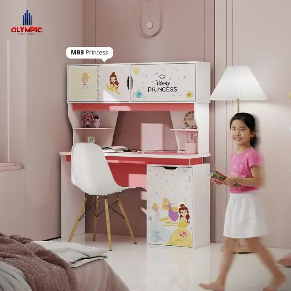 Meja Belajar Compact di Kamar Anak Perempuan Minimalis