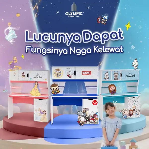 Meja Belajar Anak Karakter Olympic Terbaru Princess, Marvel, Frozen Series