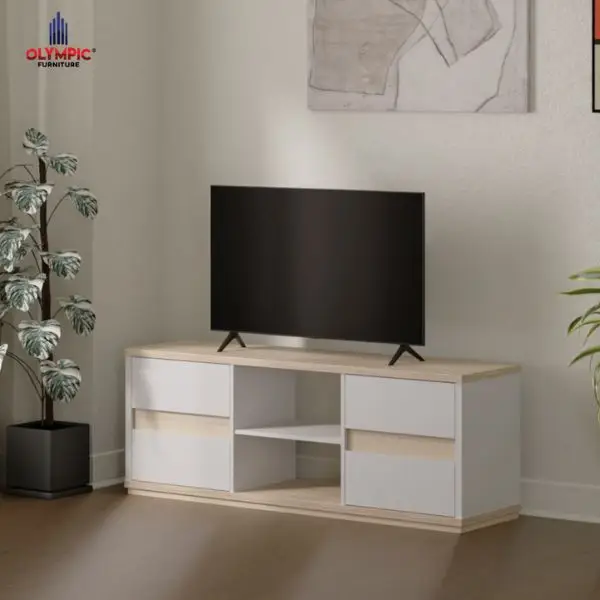 Gunakan Meja dan Kabinet yang Ringan Secara Visual di Ruang TV Minimalis Mewah