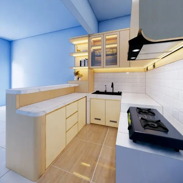 Gunakan Warna Terang dan Netral di Mini Bar Dapur Sempit