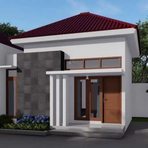 Model Batu Alam Candi di Dinding Luar Rumah
