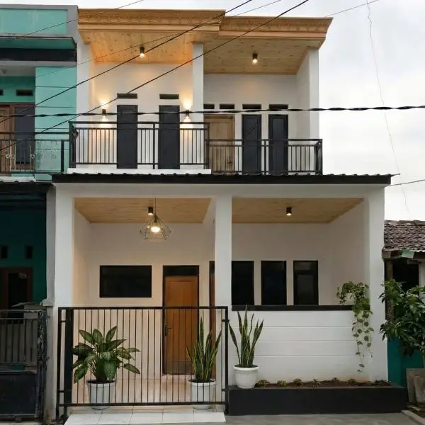 Pagar Tembok Minimalis Sederhana dengan Garis Horizontal