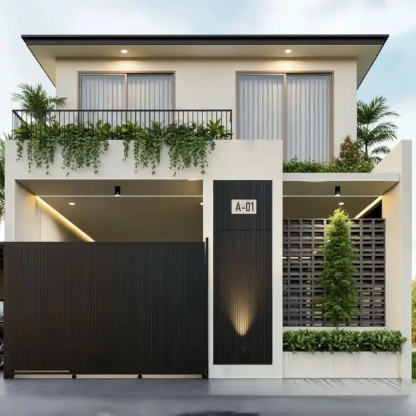 Pagar Tembok Sederhana dengan Aksen Roster