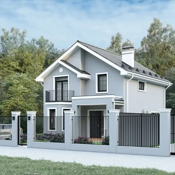 Pagar Tembok Sederhana dengan Pilar Tipis yang Rapi