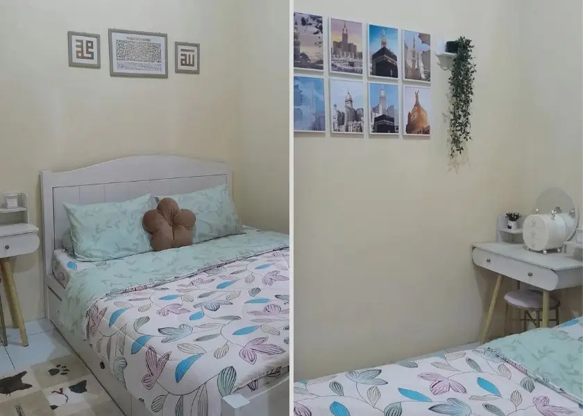 Poster atau Foto Keluarga dalam Kamar Sederhana di Kampung