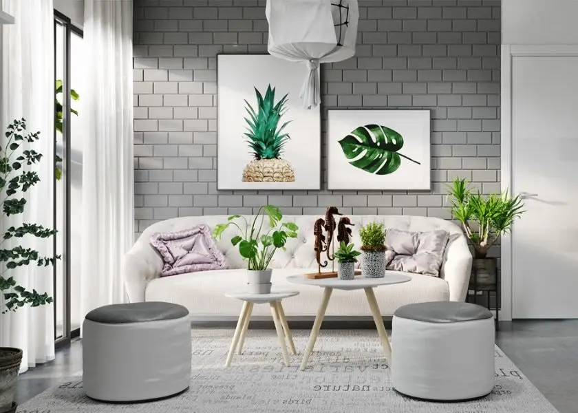 Ruang Tamu Warna Cat Rumah Minimalis Putih Bersih atau Abu Muda