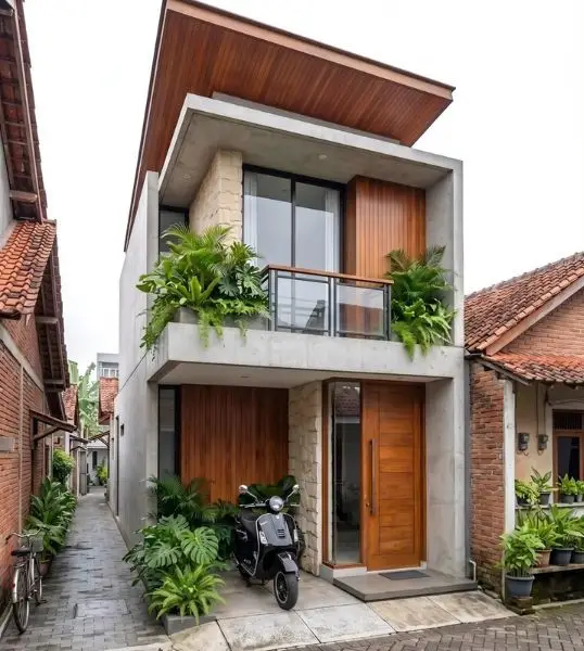 Dinding dan Material Ringan di Rumah 2 Lantai Mungil Cantik