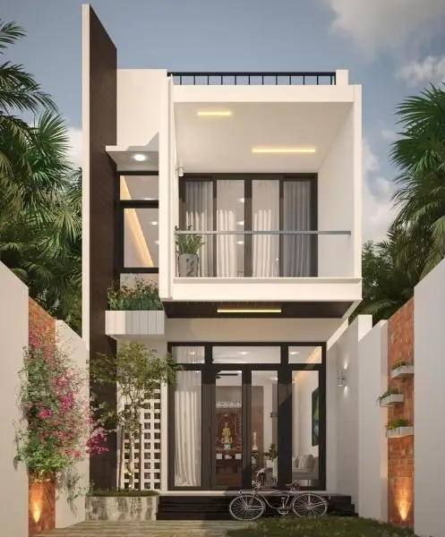 Teras Samping atau Belakang di Rumah 2 Lantai Mungil Cantik
