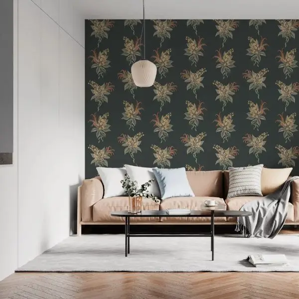 Wallpaper Motif Floral dan Botanical Untuk Suasana Natural di Ruang Tamu
