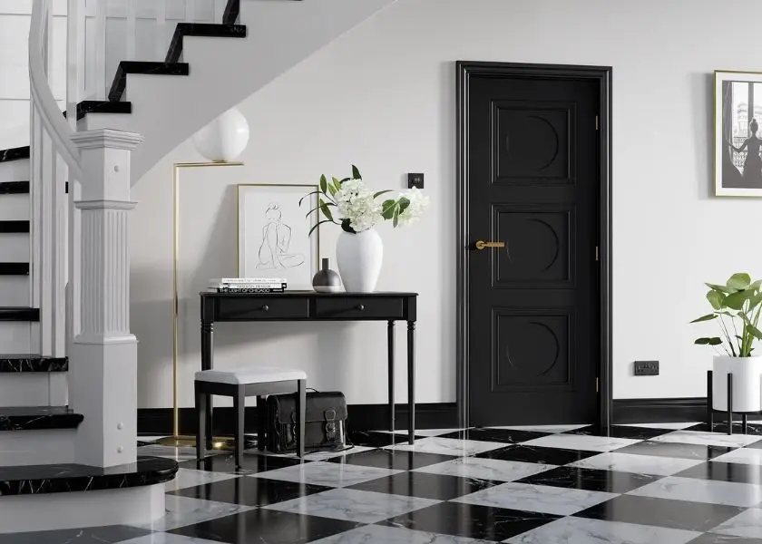 Warna Gelap pada Pintu dan Furnitur