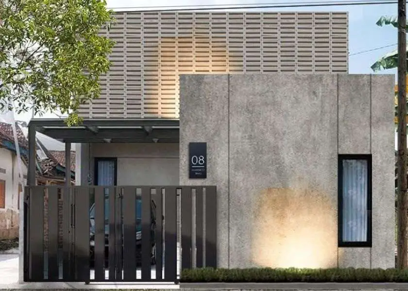 Warna Pagar Tembok Sederhana yang Netral dan Serasi dengan Fasad