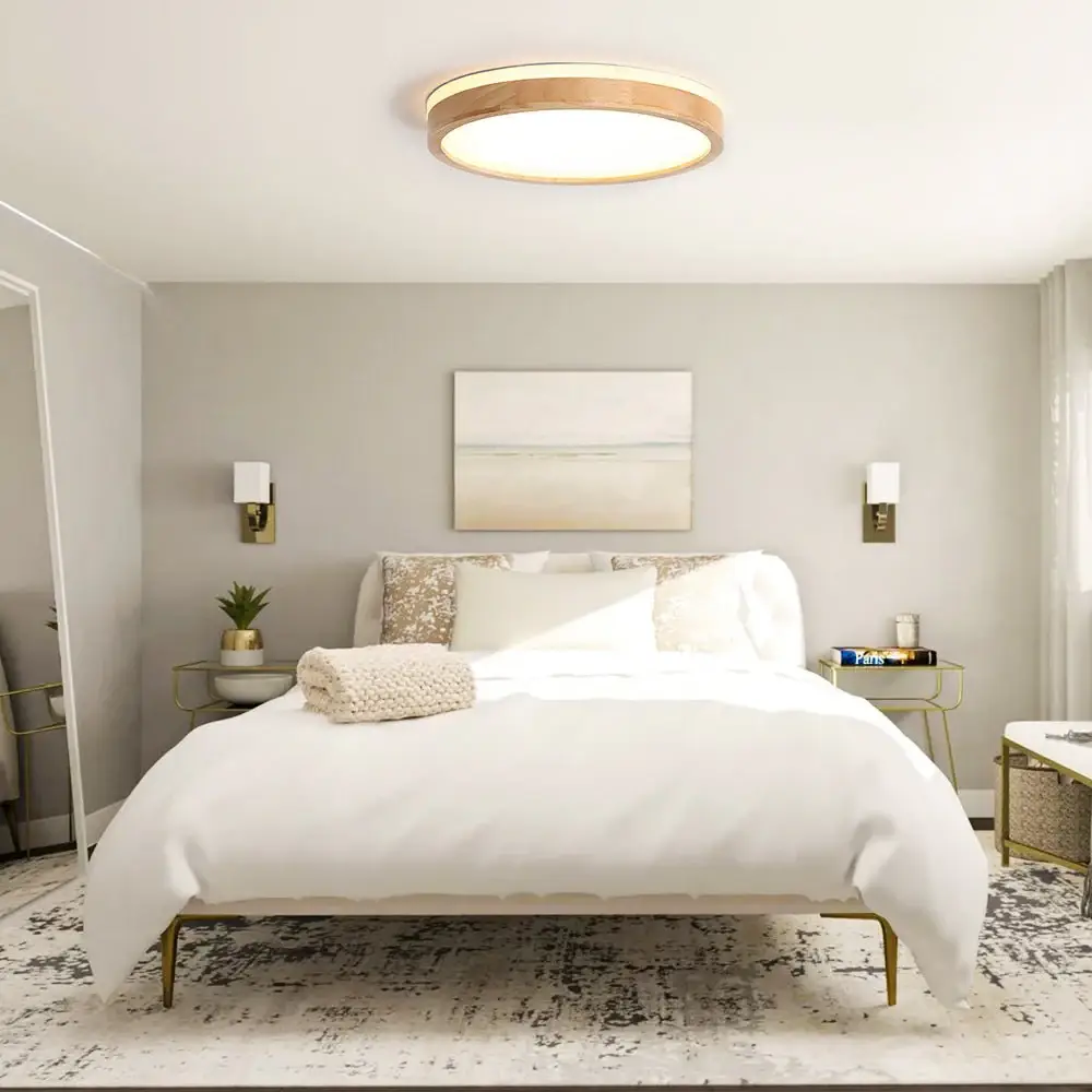 Plafon Gypsum dengan Lis Tipis di Kamar Tidur Sederhana