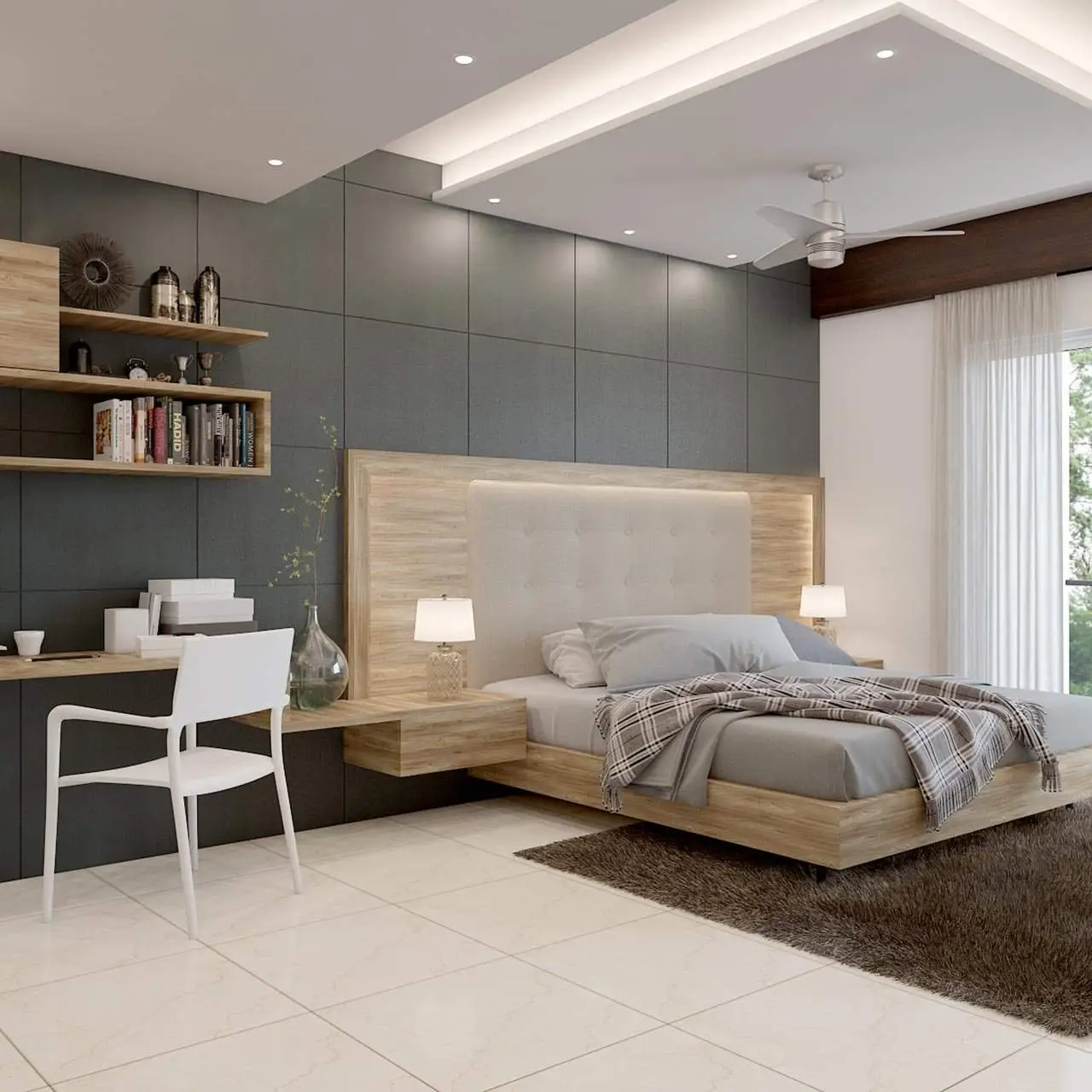 Plafon Drop Ceiling Minimalis di  Kamar Tidur Sederhana
