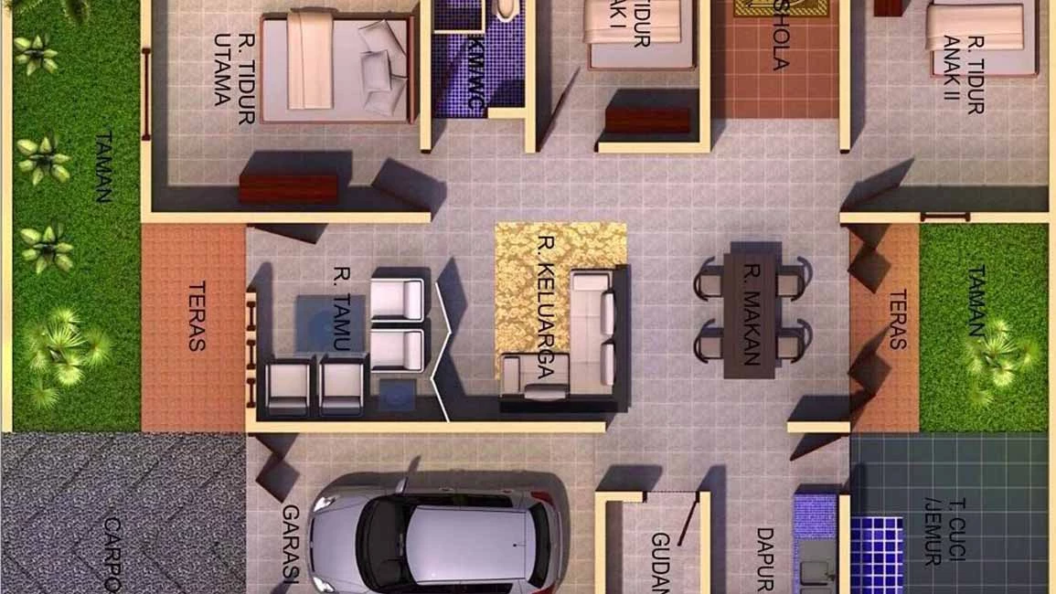 Gambar Denah Ukuran 7x10 - 3 Kamar gambar-denah-rumah-ukuran-7x10-3kamar-tidur