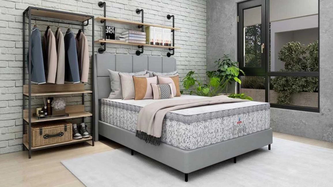 dekorasi desain kamar tidur industrial yang estetik