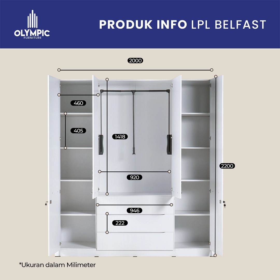 LPL Belfast - Lemari Pakaian Putih XL gallery 1
