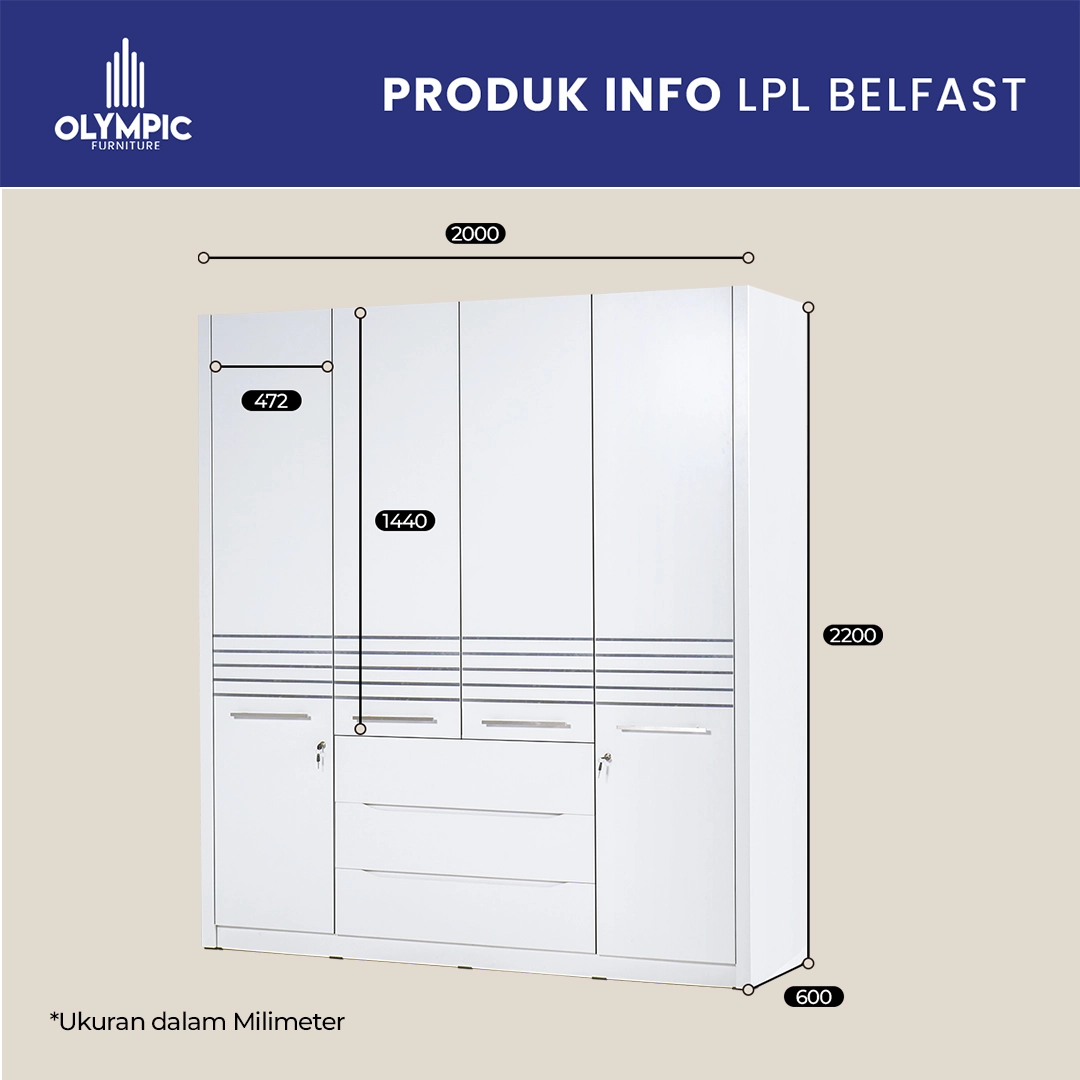 LPL Belfast - Lemari Pakaian Putih XL gallery 2