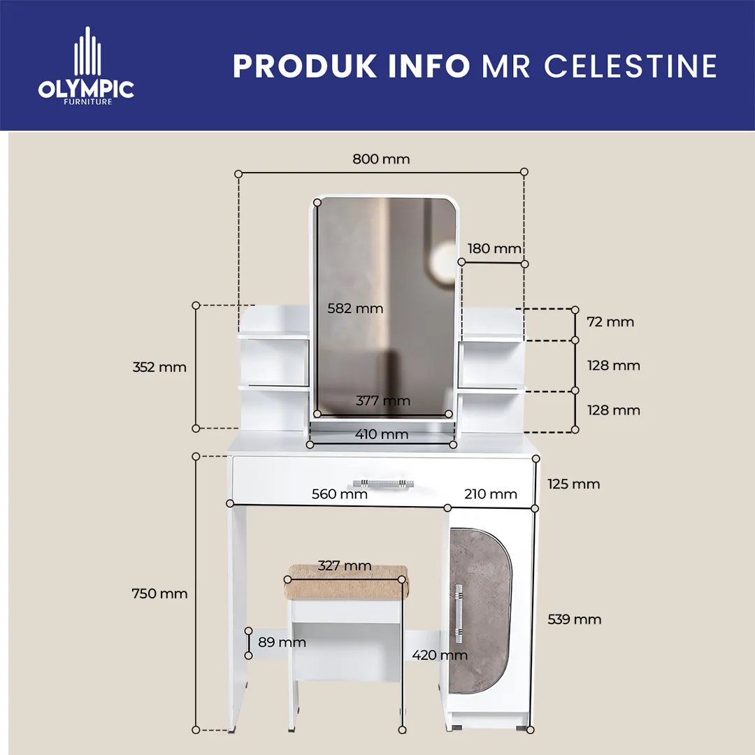 MR Celestine - Meja Rias Putih Cement gallery 1