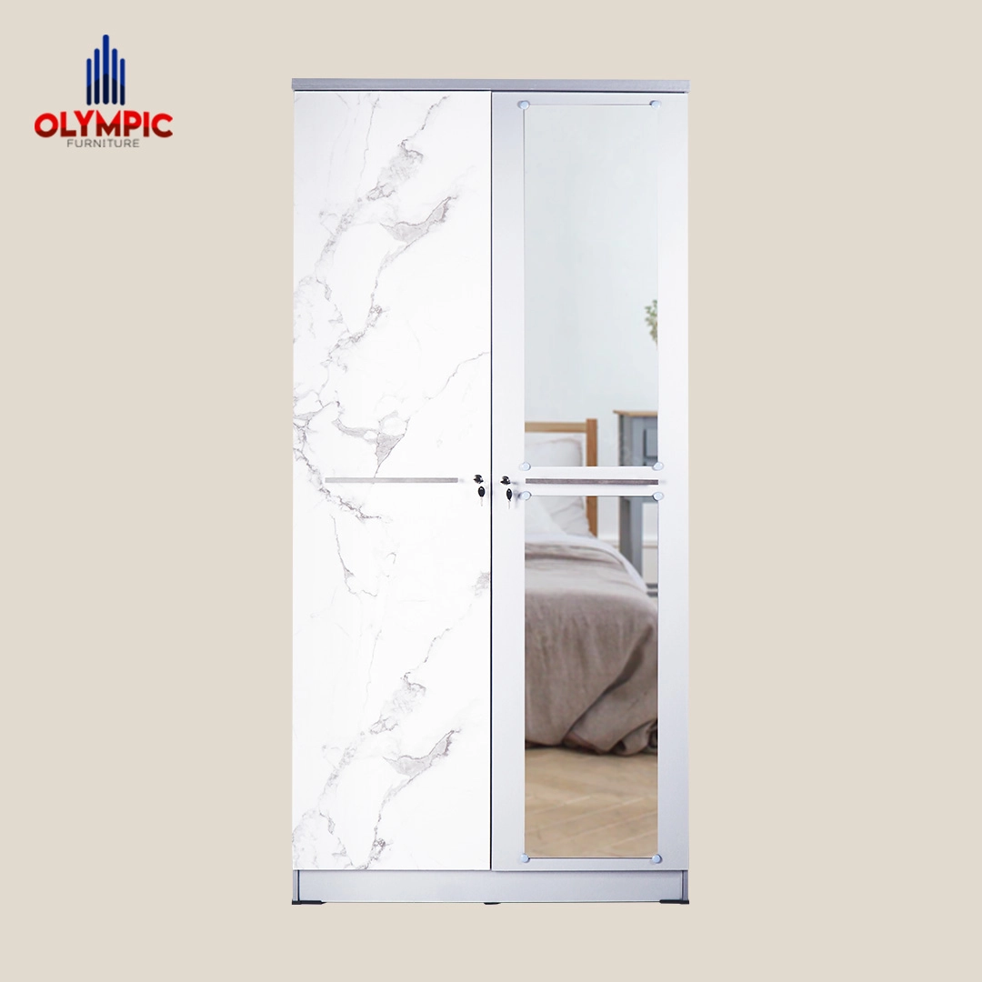 LP Polo - Lemari Pakaian Putih Marble Modern