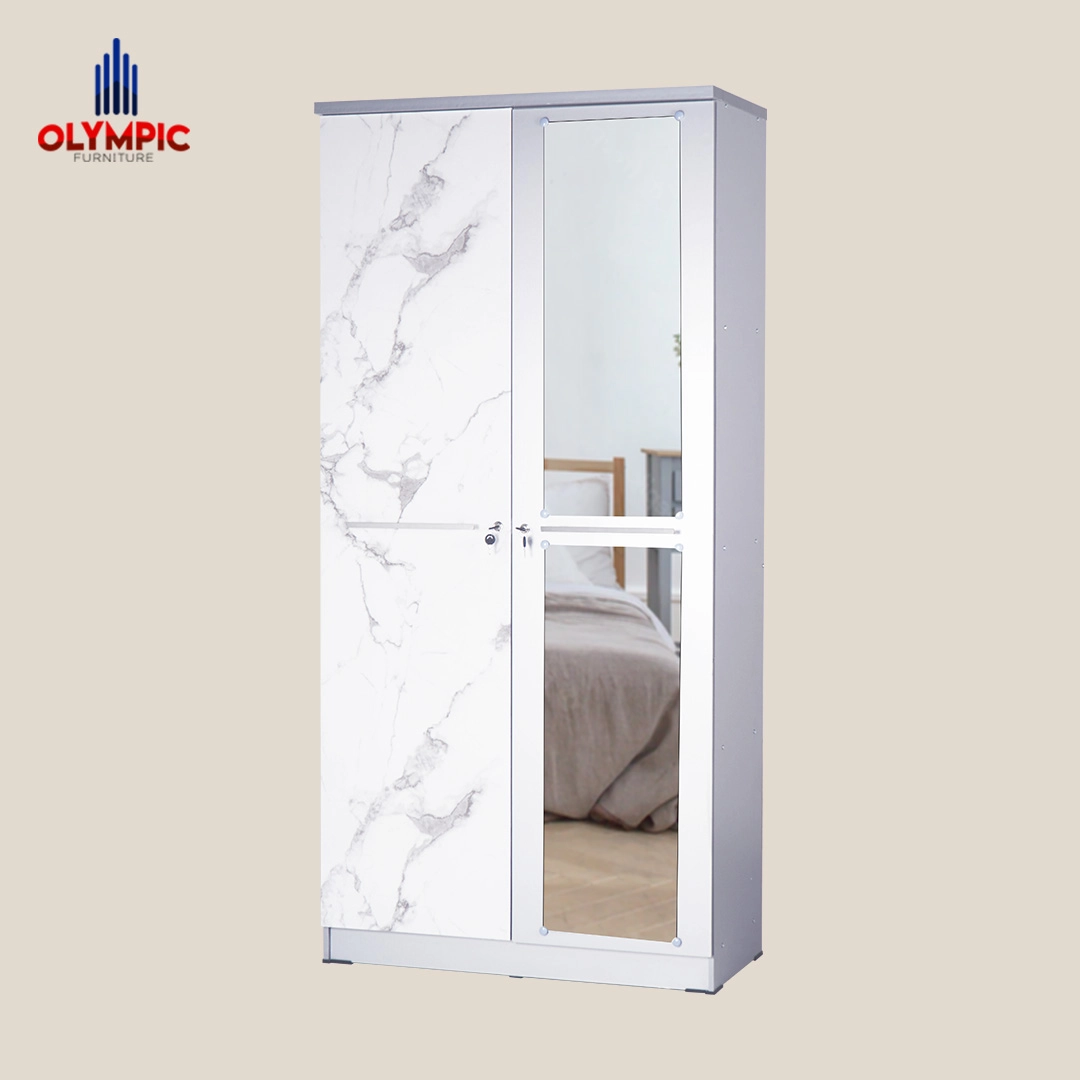 LP Polo - Lemari Pakaian Putih Marble Modern