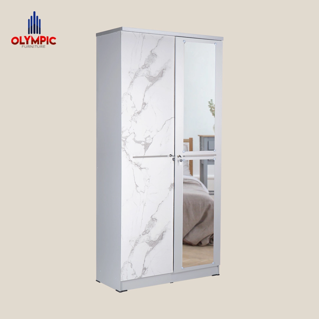LP Polo - Lemari Pakaian Putih Marble Modern