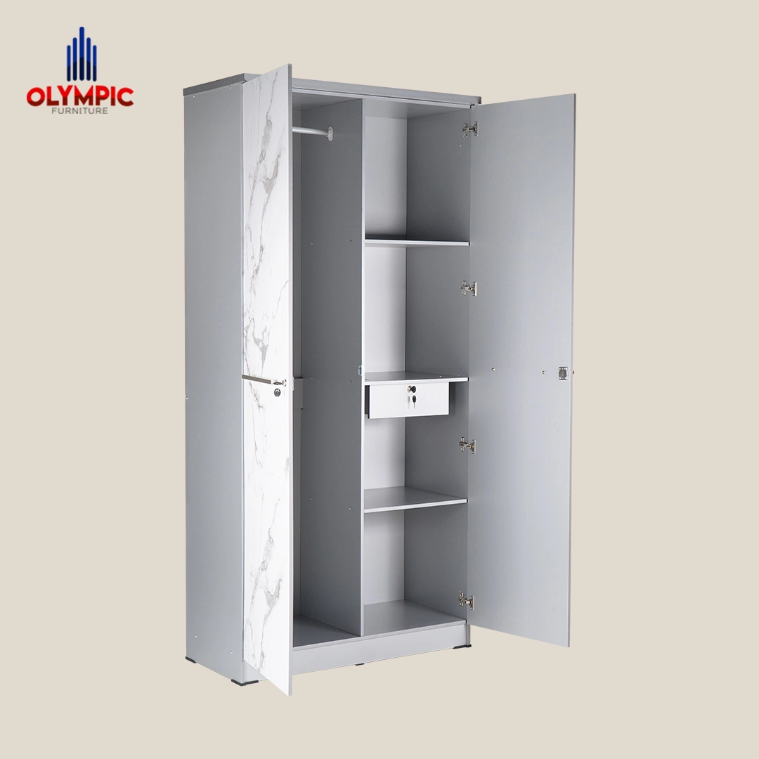 LP Polo - Lemari Pakaian Putih Marble Modern