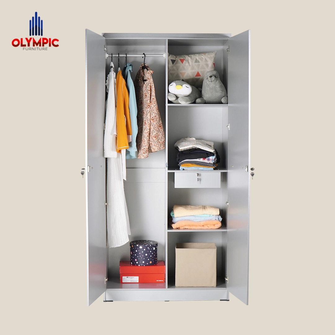 LP Polo - Lemari Pakaian Putih Marble Modern