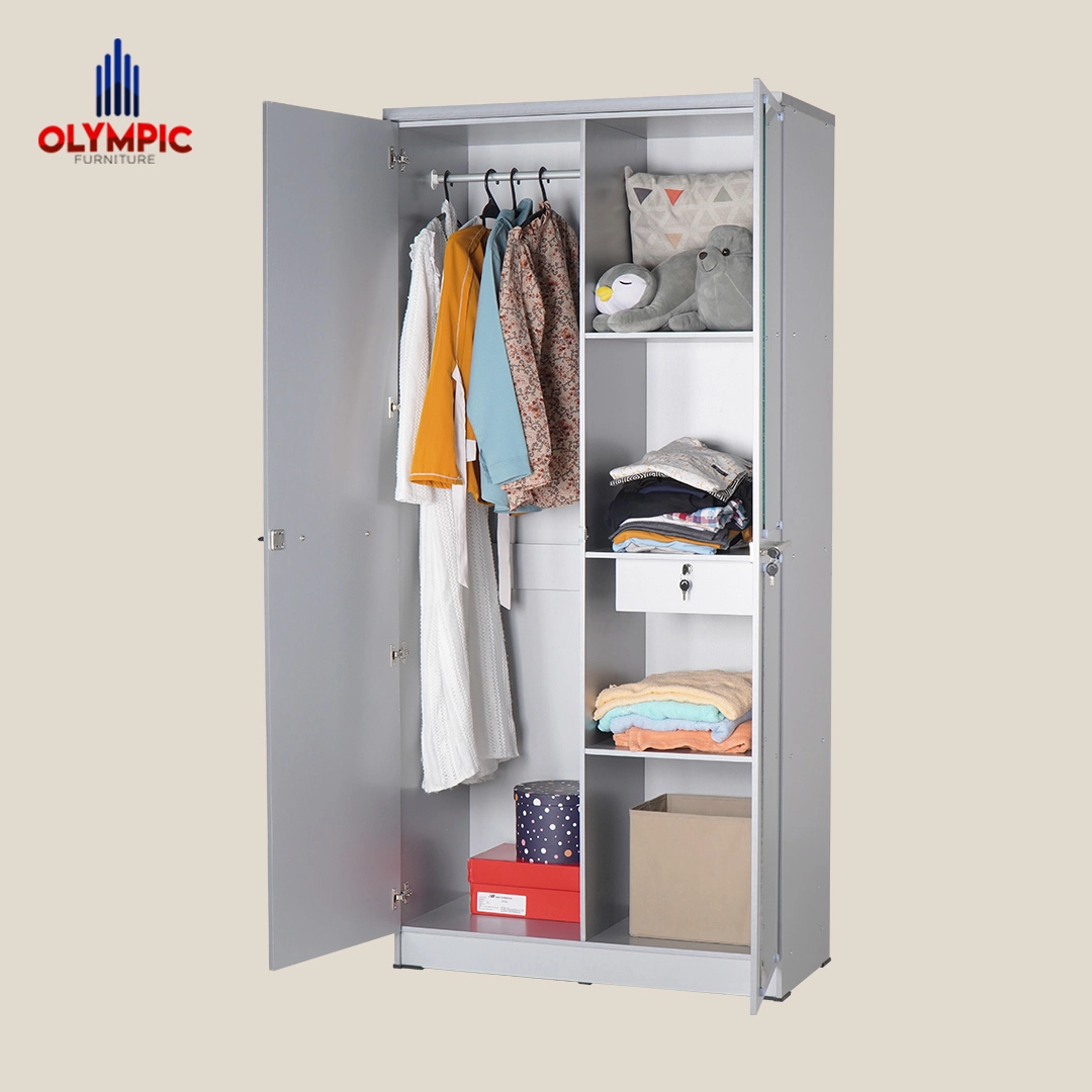 LP Polo - Lemari Pakaian Putih Marble Modern