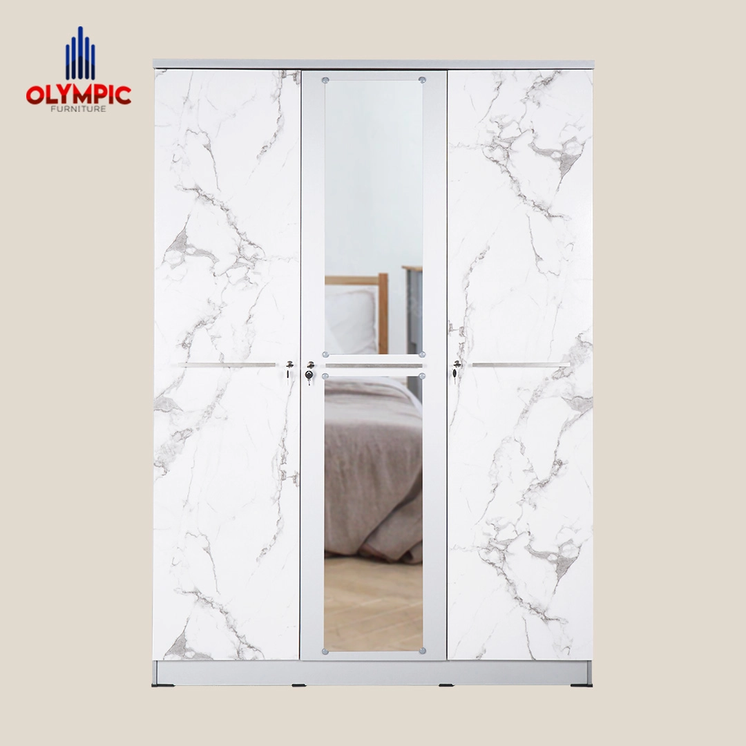 LP Polo - Lemari Pakaian Putih Marble Modern