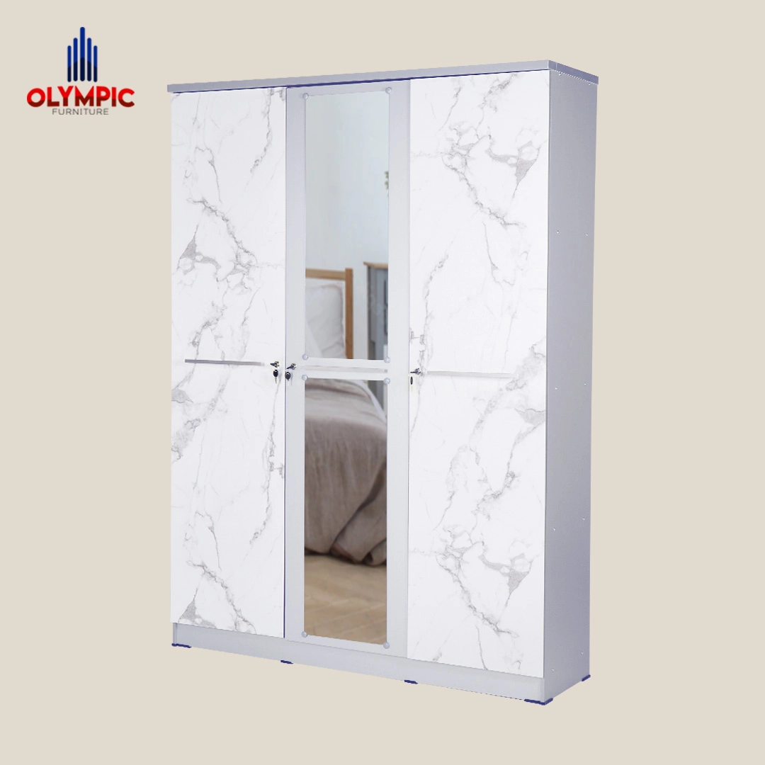 LP Polo - Lemari Pakaian Putih Marble Modern