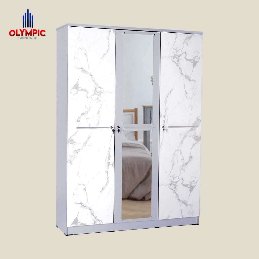 LP Polo - Lemari Pakaian Putih Marble Modern