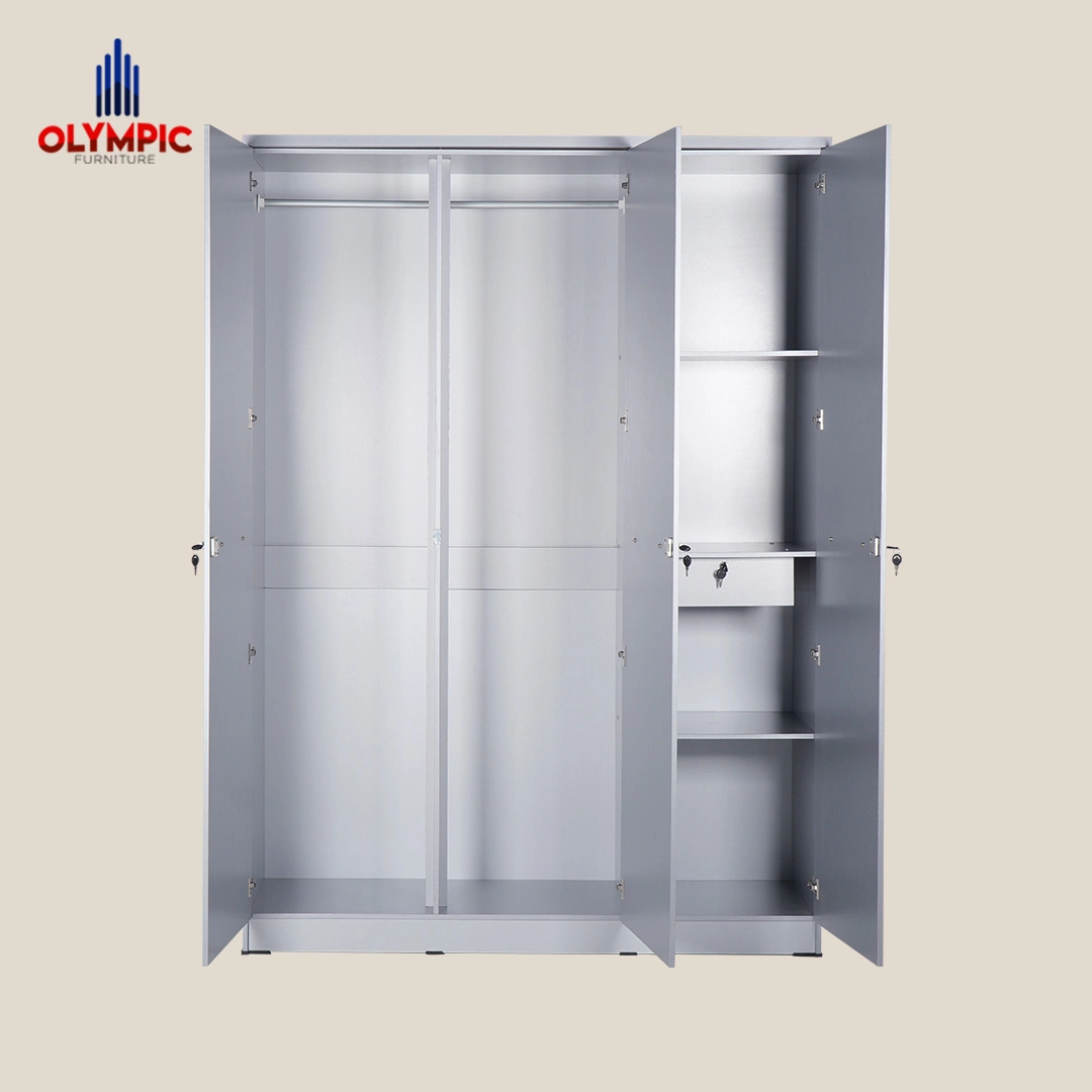 LP Polo - Lemari Pakaian Putih Marble Modern