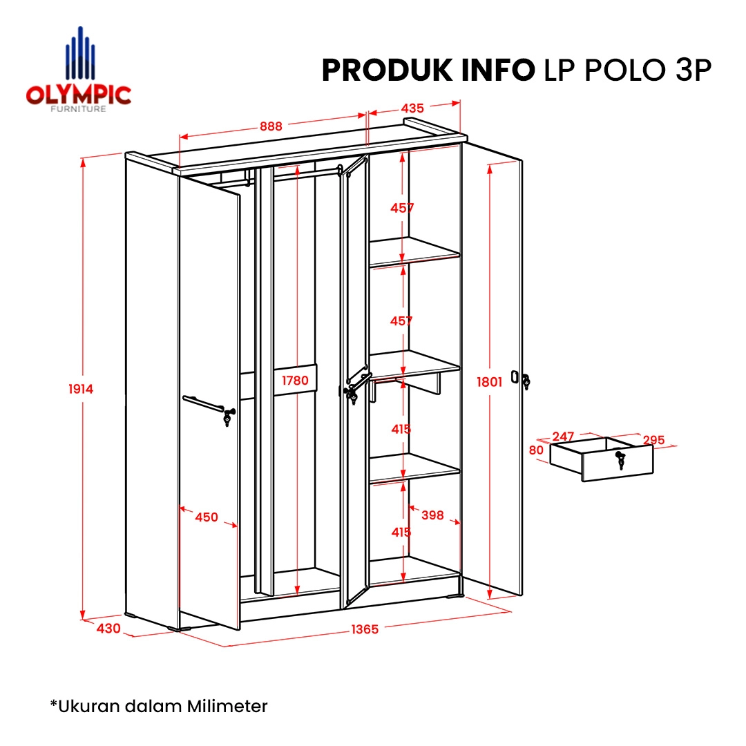 LP Polo - Lemari Pakaian Putih Marble Modern gallery 2