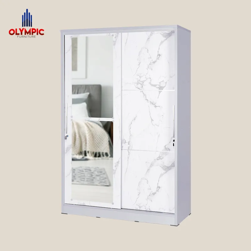 LSD Polo - Lemari Pakaian Pintu Sliding Modern Putih Marble