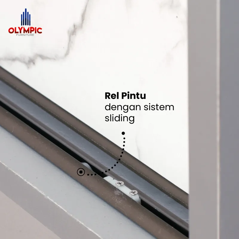 LSD Polo - Lemari Pakaian Pintu Sliding Modern Putih Marble gallery 6