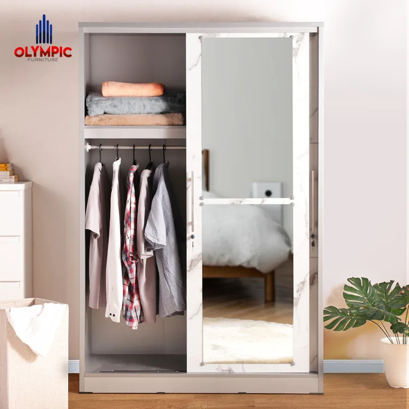 LSD Polo - Lemari Pakaian Pintu Sliding Modern Putih Marble