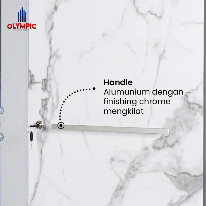 WSD Polo - Lemari Pakaian Pintu Sliding Minimalis Putih Marble gallery 2