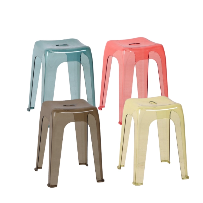 Crystal Stool - Kursi Plastik Stool Transparan - Kursi Bakso - Kursi Cafe - 4pcs